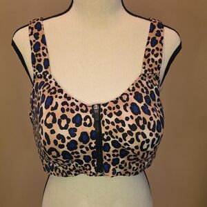 Leopard Print Zip-Front Crop Top